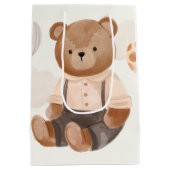 Sac Cadeau Moyen Baby shower d'ours rustique Aquarelle (Dos)
