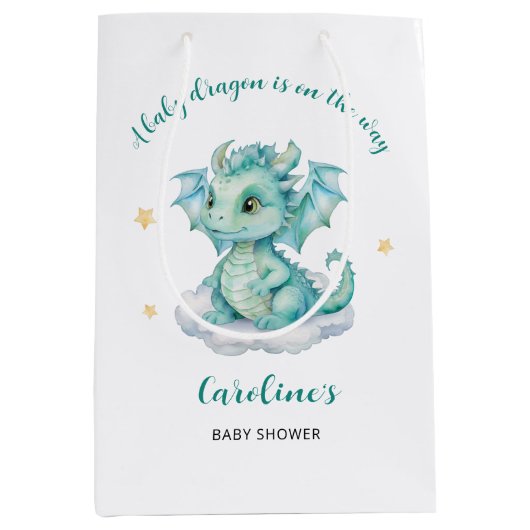 Sac Cadeau Moyen Baby shower Dragon mou (Devant)