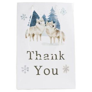 Sac Cadeau Moyen Baby shower du loup arctique d'hiver