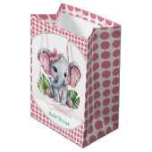 Sac Cadeau Moyen Baby shower Eléphant Rose Bow Cute (Devant Angle)