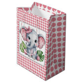Sac Cadeau Moyen Baby shower Eléphant Rose Bow Cute (Dos Angle)