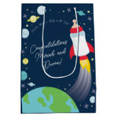 Sac Cadeau Moyen Baby shower Espace Extérieur Bouteille Fusée Navir (Dos)