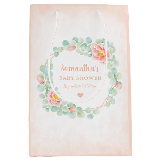 Sac Cadeau Moyen Baby shower Eucalyptus Feuille perceuse de germes (Devant)