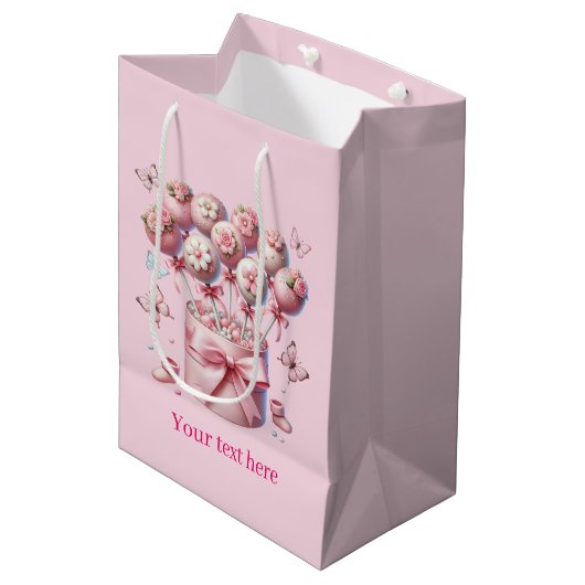 Sac Cadeau Moyen Baby shower filles personnalisables (Devant Angle)