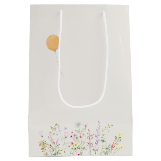 Sac Cadeau Moyen Baby shower Fleur sauvage d'oie d'aquarelle (Dos)