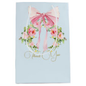 Sac Cadeau Moyen Baby shower Floral Crest Regency Bow rose Bleu (Devant)