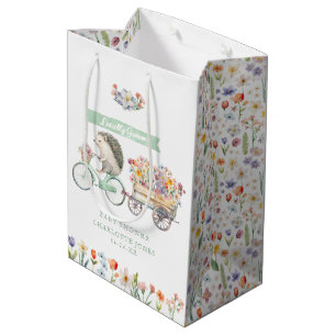Sac Cadeau Moyen Baby shower floral de Hérisson cultivé localement
