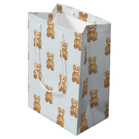 Sac Cadeau Moyen Baby shower Garçon bleu Teddy Bear (Dos Angle)
