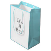 Sac Cadeau Moyen Baby shower hiver neige yeti neige globe bleu blan (Dos Angle)