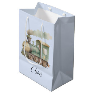 Sac Cadeau Moyen Baby shower mignon train, bébé jouet