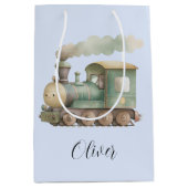 Sac Cadeau Moyen Baby shower mignon train, bébé jouet (Devant)