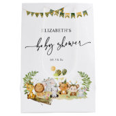 Sac Cadeau Moyen Baby shower minimum de fêtes de la Jungle (Dos)