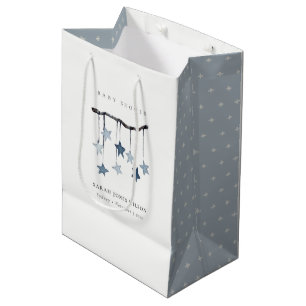 Sac Cadeau Moyen Baby shower mobile très simple Aqua Blue Star