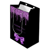 Sac Cadeau Moyen Baby shower noir violet parties scintillant merci (Devant Angle)