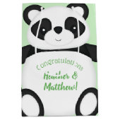 Sac Cadeau Moyen Baby shower Ours Panda Vert (Devant)