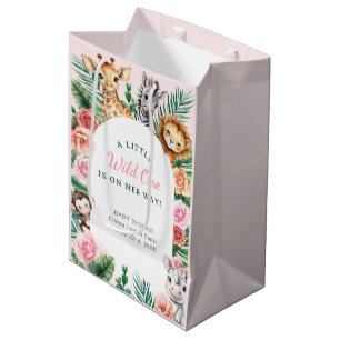 Sac Cadeau Moyen Baby shower Safari Wild One - Jungle Animinals