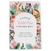 Sac Cadeau Moyen Baby shower Safari Wild One - Jungle Animinals (Devant)