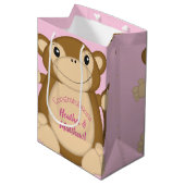 Sac Cadeau Moyen Baby shower singe rose (Devant Angle)