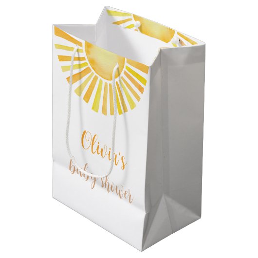 Sac cadeau moyen baby shower Sunshine (Devant Angle)