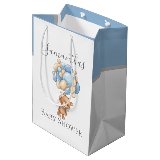 Sac Cadeau Moyen Baby shower Teddy Bearly Wait GARÇON (Dos Angle)