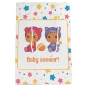 Sac Cadeau Moyen Baby shower Twins Chat Ours Étoiles foncé (Dos)