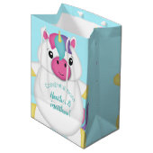 Sac Cadeau Moyen Baby shower Unicorn Turquoise (Devant Angle)