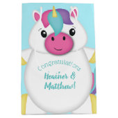 Sac Cadeau Moyen Baby shower Unicorn Turquoise (Devant)
