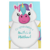Sac Cadeau Moyen Baby shower Unicorn Turquoise (Dos)