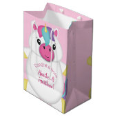 Sac Cadeau Moyen Baby shower Unicorne rose (Devant Angle)