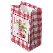 Sac Cadeau Moyen Baby's Cherry First Red Gingham Birthday (Devant Angle)