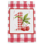 Sac Cadeau Moyen Baby's Cherry First Red Gingham Birthday (Devant)