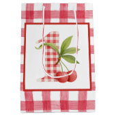 Sac Cadeau Moyen Baby's Cherry First Red Gingham Birthday (Dos)