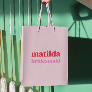 Sac Cadeau Moyen Bachelorette minimaliste rouge et rose