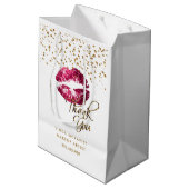 Sac Cadeau Moyen Baguette à Parties scintillant rose chaud sur blan (Dos Angle)