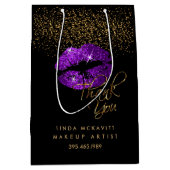 Sac Cadeau Moyen Baguette à Parties scintillant violet - Merci (Devant)