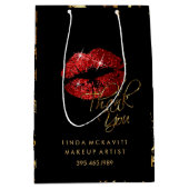 Sac Cadeau Moyen Baguette rouge à Parties scintillant et marbre d'o (Devant)