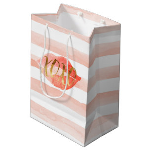 Sac Cadeau Moyen Baiser d'aquarelle XOXO en or rose