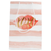 Sac Cadeau Moyen Baiser d'aquarelle XOXO en or rose (Dos)