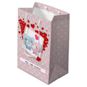 Sac Cadeau Moyen Baisers avec les Coeurs rouges Saint Valentin (Dos Angle)