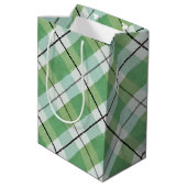 Sac Cadeau Moyen Baisers Blancs Sur Plaid Vert (Dos Angle)