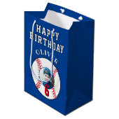 Sac Cadeau Moyen Bal de baseball bleu Anniversaire de enfant Photo (Devant Angle)