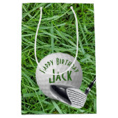 Sac Cadeau Moyen Bal De Golf En Herbe Anniversaire (Devant)