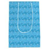 Sac Cadeau Moyen Baleine pointillée par polka de bébé bleu (Dos)