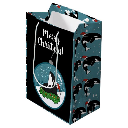 Sac Cadeau Moyen Baleine tueuse Orca Christmas (Devant Angle)