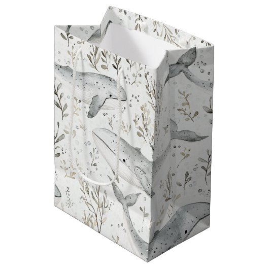 Sac Cadeau Moyen Baleines gris de mer d'Ocean Beach (Devant Angle)