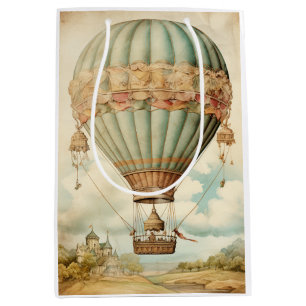 Sac Cadeau Moyen Ballon à air chaud vintage Steampunk Blue