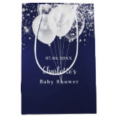 Sac Cadeau Moyen Ballons bleu marine parties scintillant blanche ga (Devant)