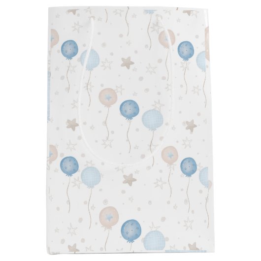 Sac Cadeau Moyen Ballons Bleus Bleu Bleu Bébé (Devant)