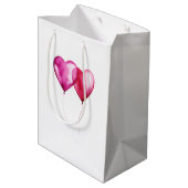 Sac Cadeau Moyen Ballons Coeur Rose Anniversaire (Dos Angle)