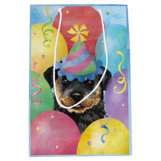 Sac Cadeau Moyen Ballons d'anniversaire Rottweiler Sac-cadeau moyen (Devant)